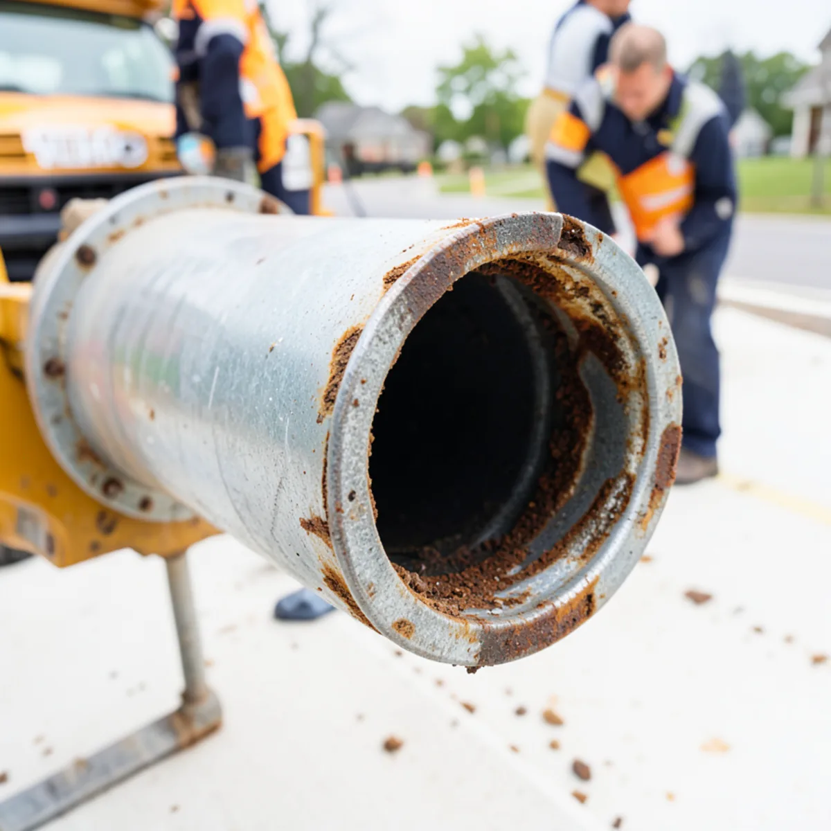 Corroded galvanized water pipe section in East Hartford home