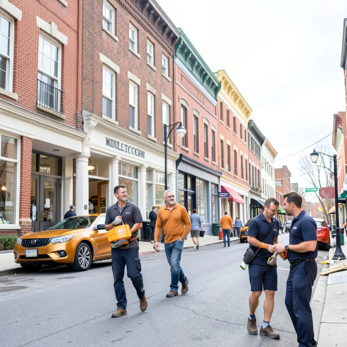 Historic brick commercial buildings on Main Street Middletown