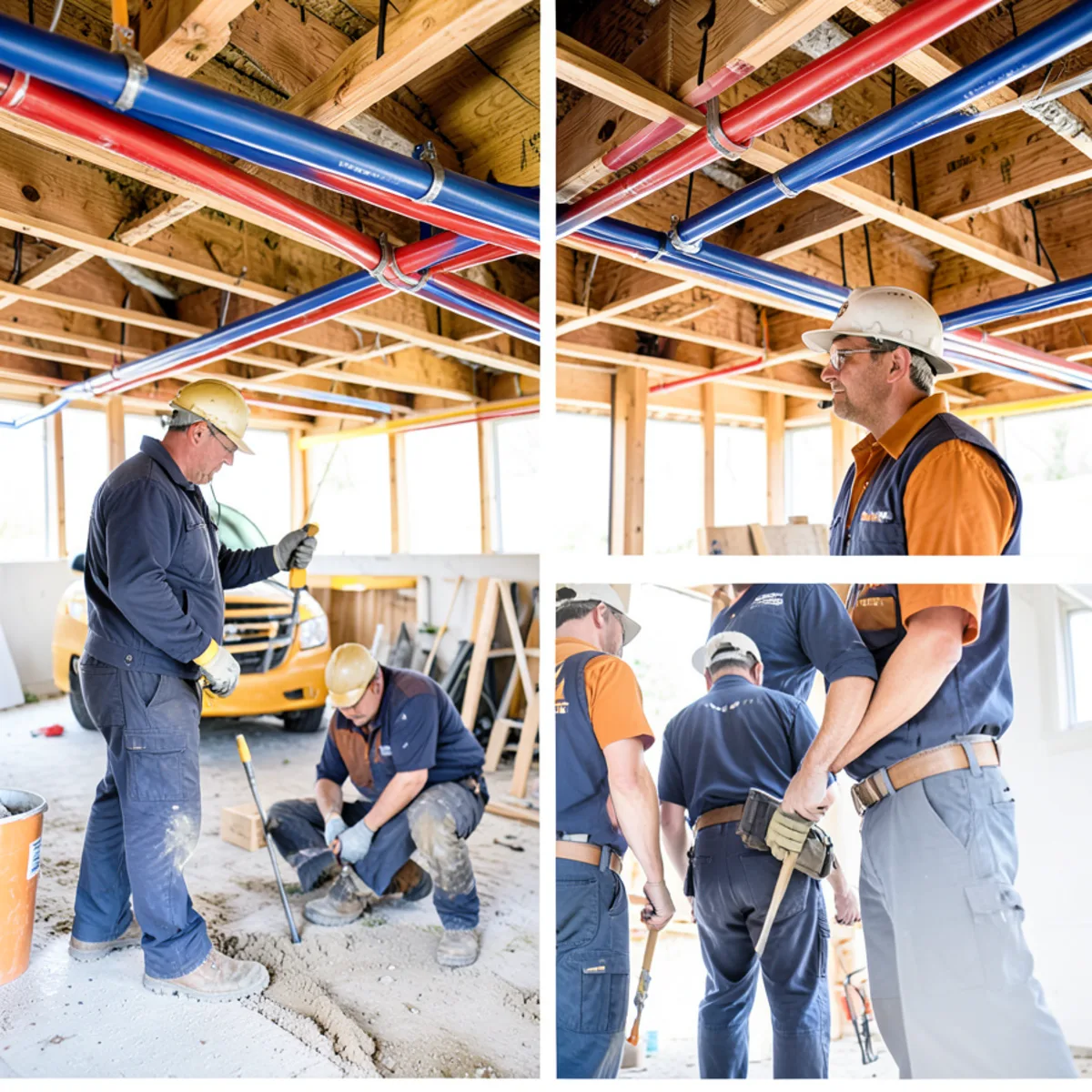 PEX supply pipes routed beneath floor joists during repipe