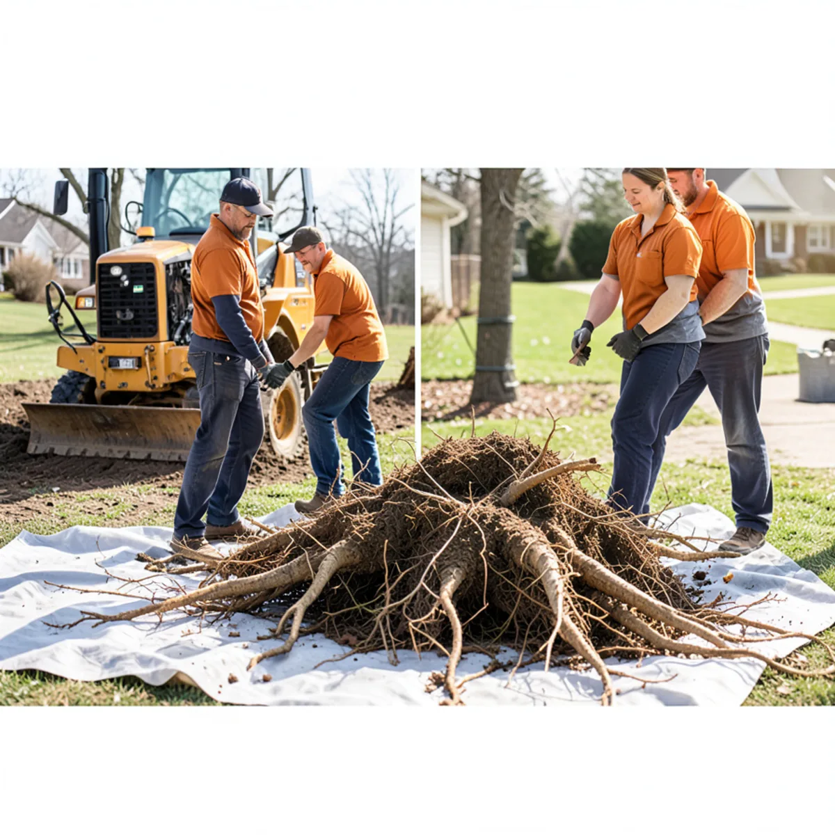 Large tree root ball extracted from residential sewer line