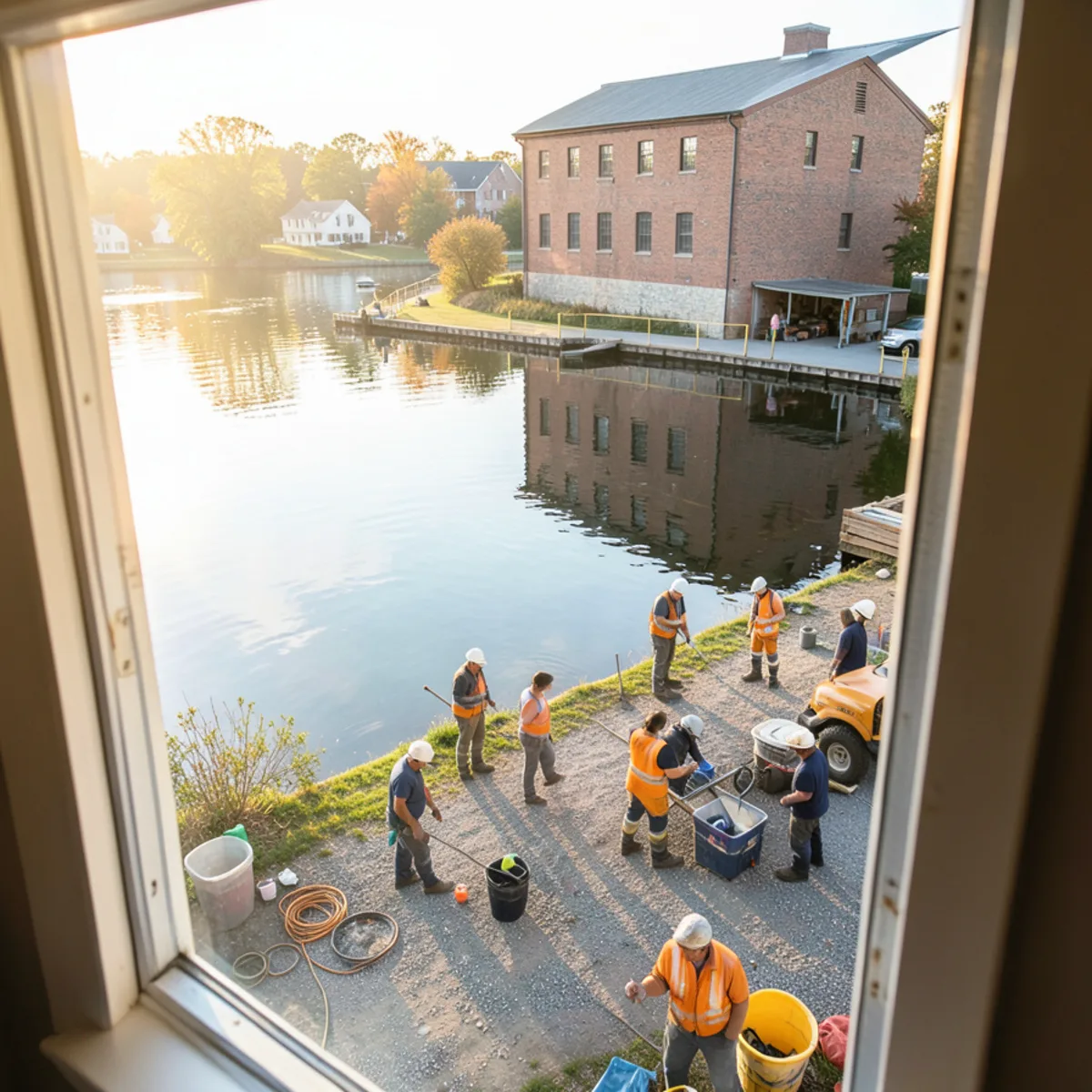 Scenic morning view of Wethersfield Cove on Connecticut River