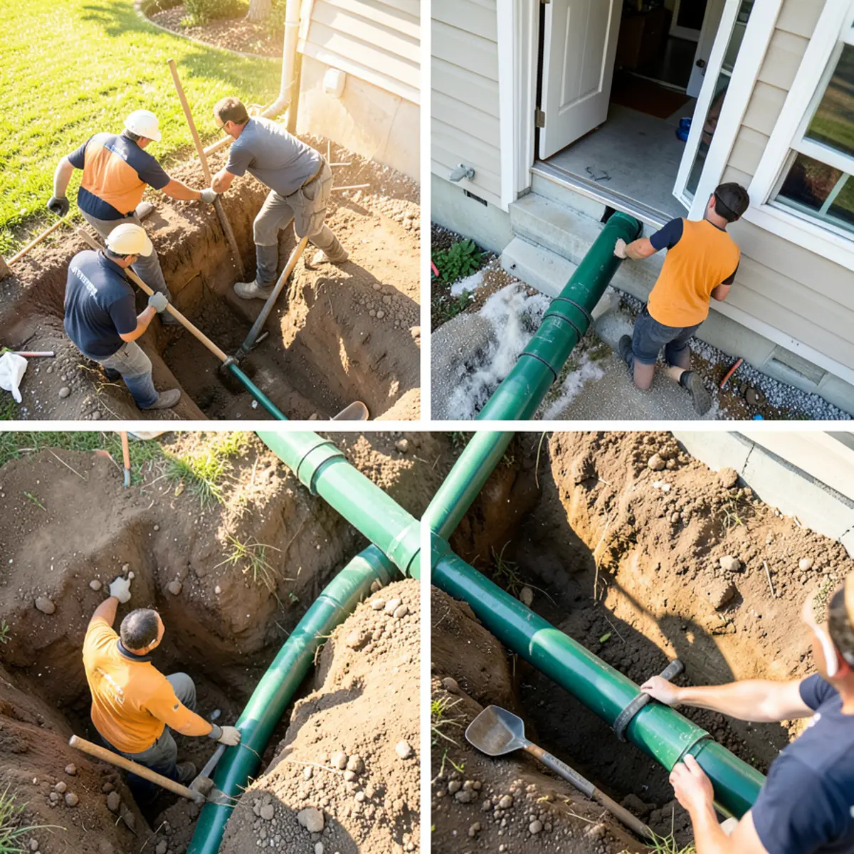 Excavation trench for sewer pipe replacement